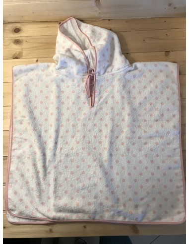 Poncho in spugna a pois rosa