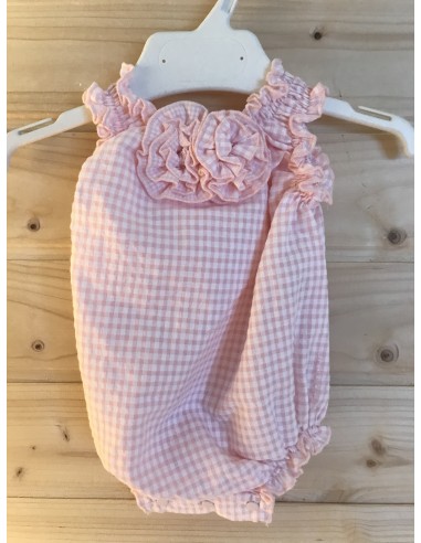 Costume intero a quadretti rosa con...