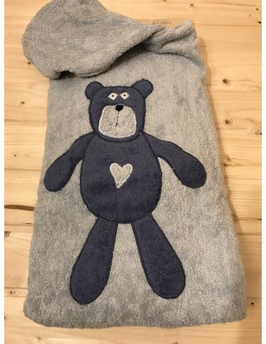 Poncho spugna celeste con orso...